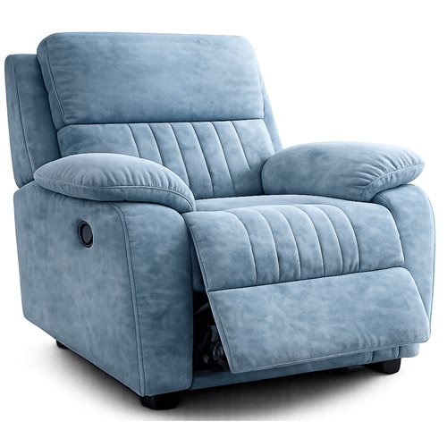 Powder blue velvet recliner armchair