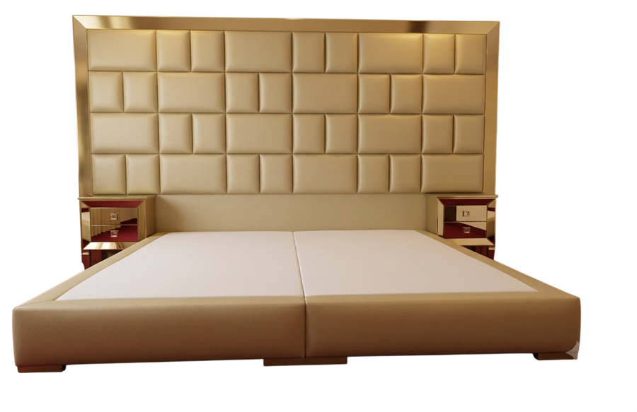 Wooden king bed with bottom storage, placeholder photo