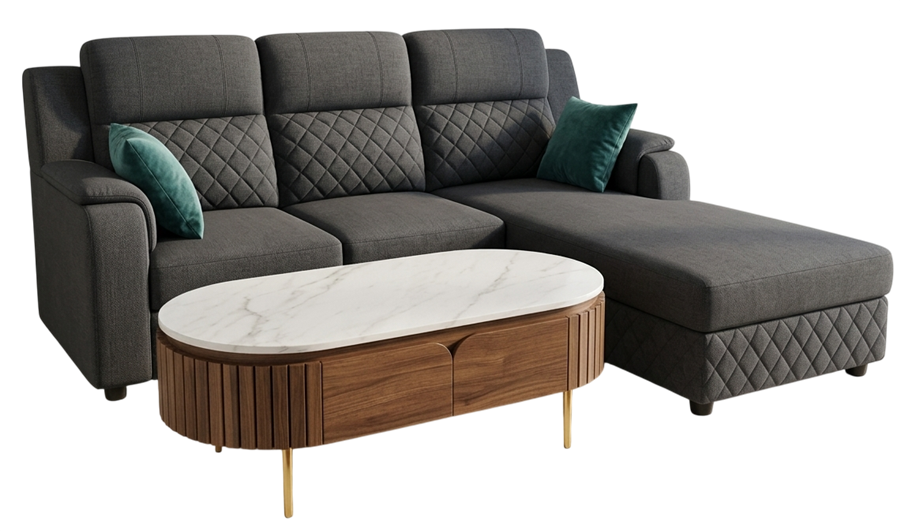 Wooden furniture placeholder photo, needs a real photo of an Aleaf L-shape sofa
